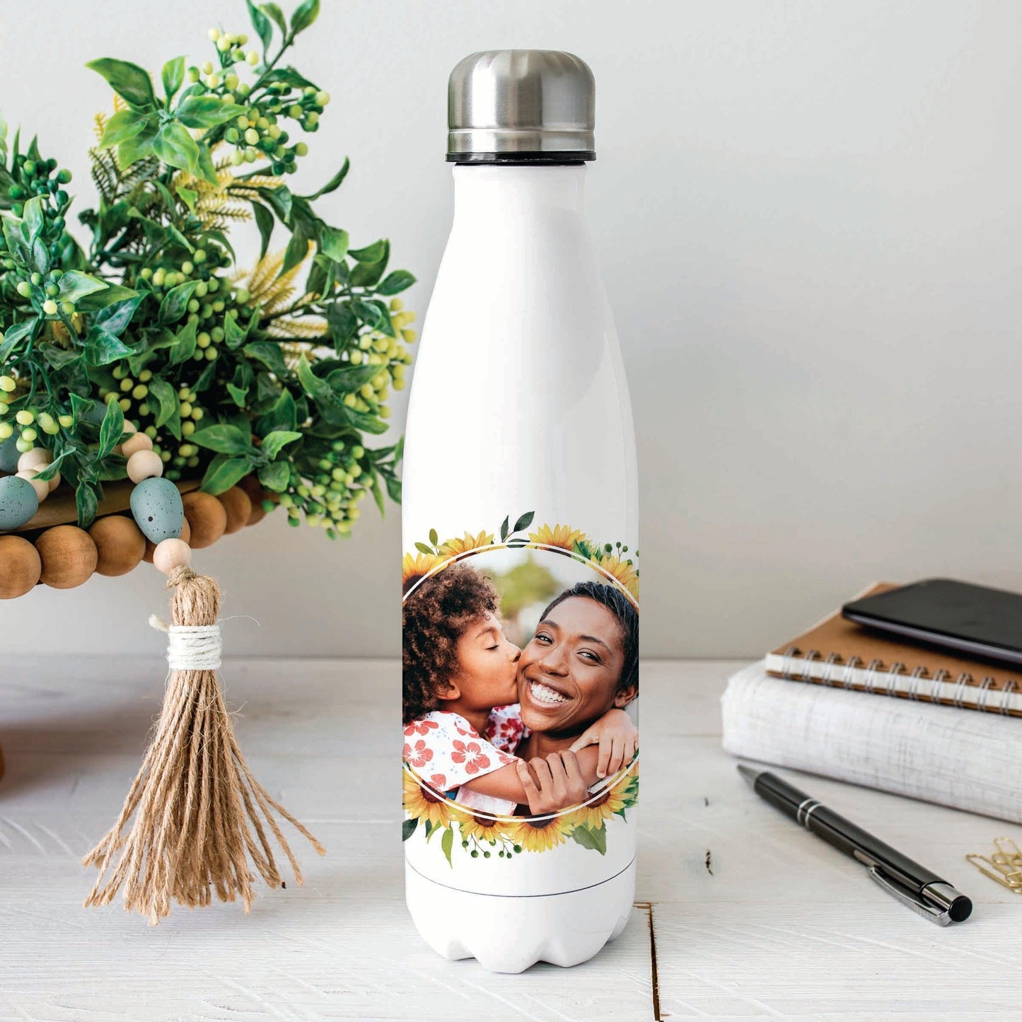 Sunflower Personalise Photo Gift - Water BottleBoho Photo