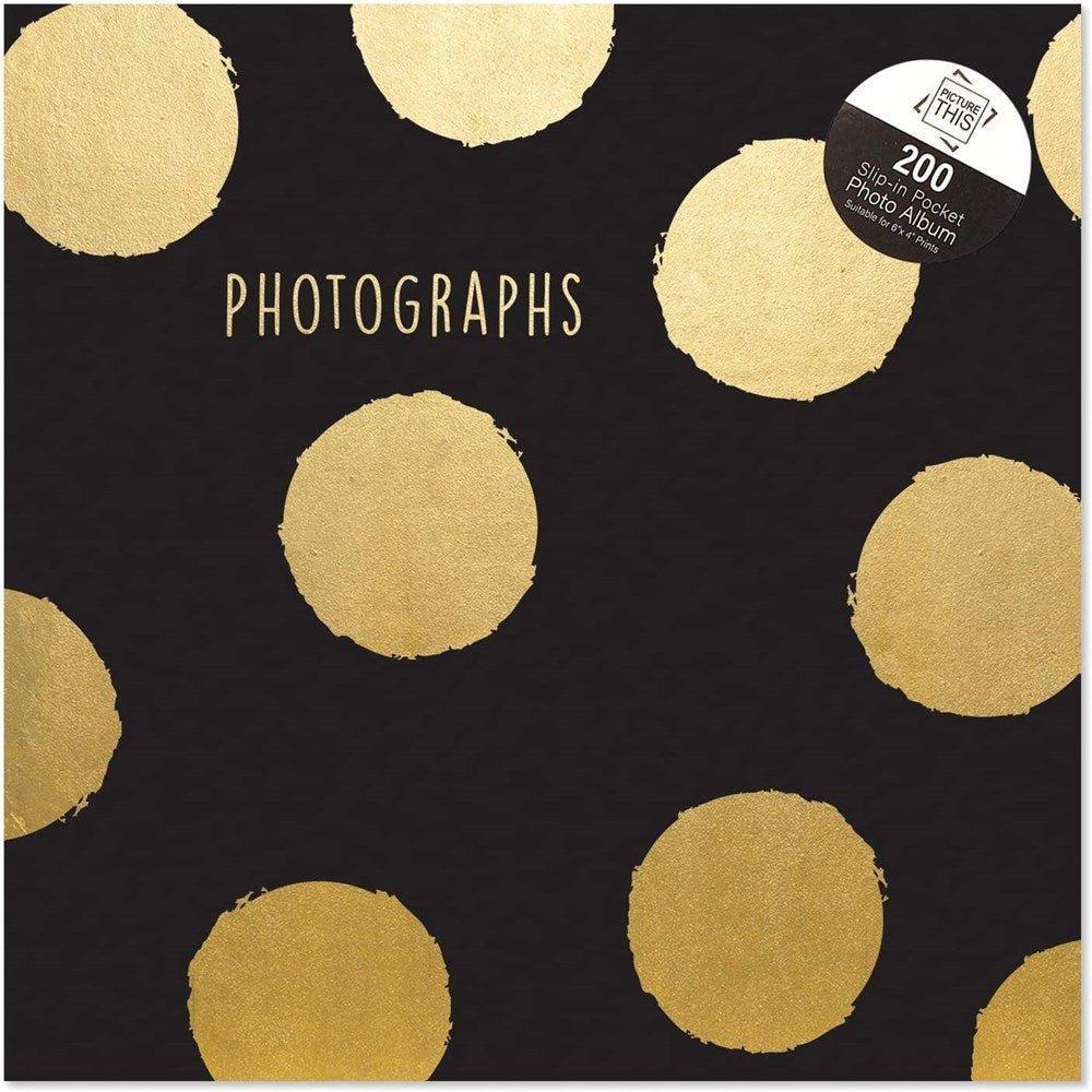 200 - 6x4 - Black and Gold Polka Dot - Boho Photo