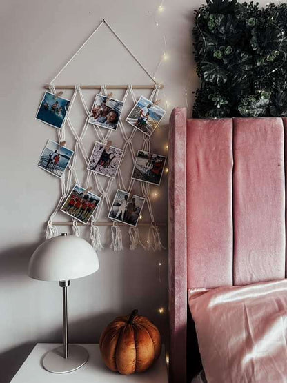 Boho Style, Macrame Hanging Photo Wall Decoration