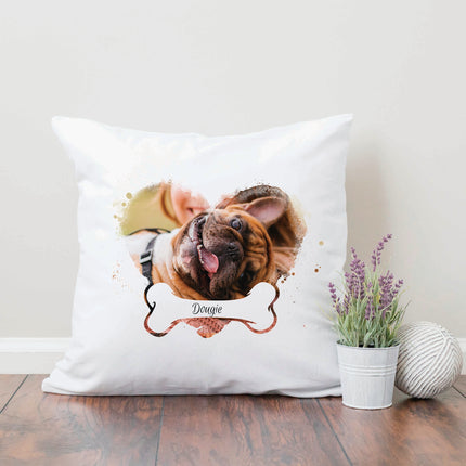 Personalised Photo Cushion - Dog & Bone Design