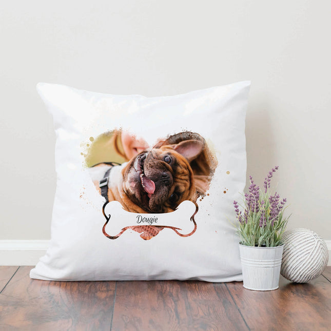 Personalised Photo Cushion - Dog & Bone Design