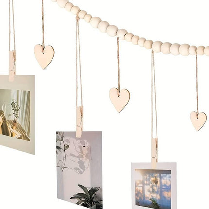 Beaded Rope Boho Hanging Photo Display with pegsFramesBoho Photo