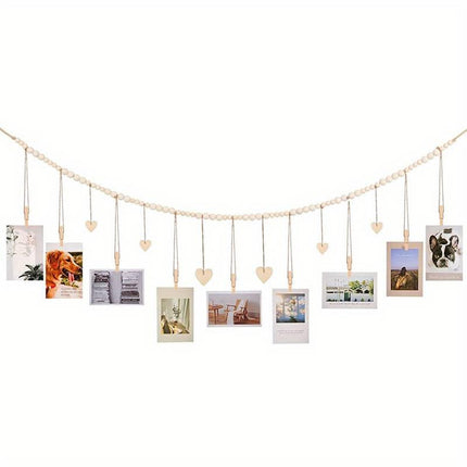 Beaded Rope Boho Hanging Photo Display with pegsFramesBoho Photo