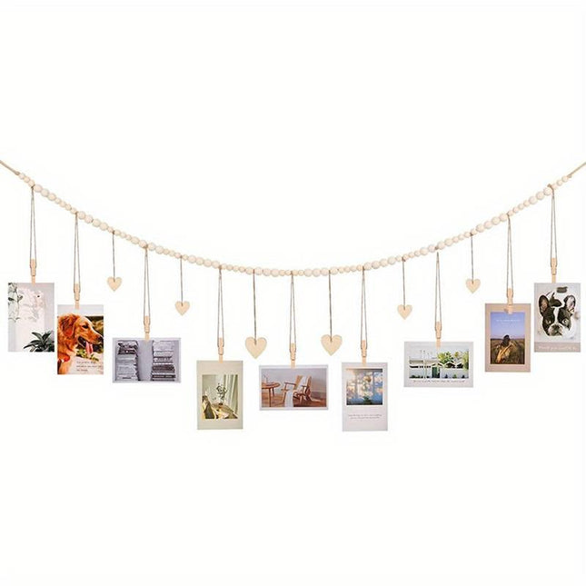 Beaded Rope Boho Hanging Photo Display with pegsFramesBoho Photo