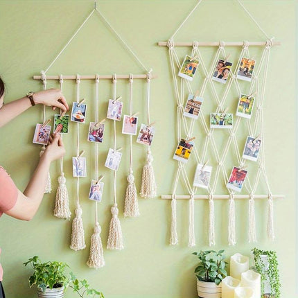 Boho Style Macrame Hanging Photo Wall DecorationFramesBoho Photo