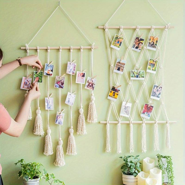 Boho Style Macrame Hanging Photo Wall DecorationFramesBoho Photo
