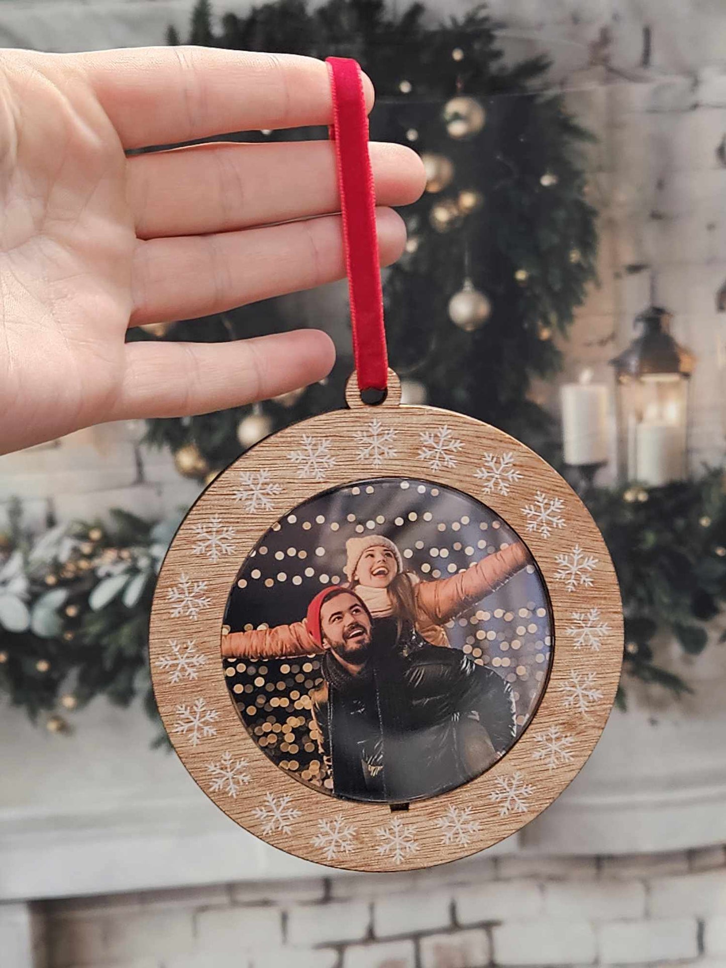 Circle Wooden Christmas Tree Decoration - With PhotoBoho Photo