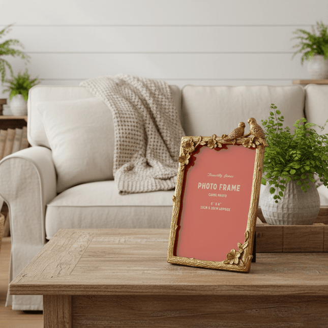 Gold Love Birds 6x4 Frame6x4 FrameBoho Photo