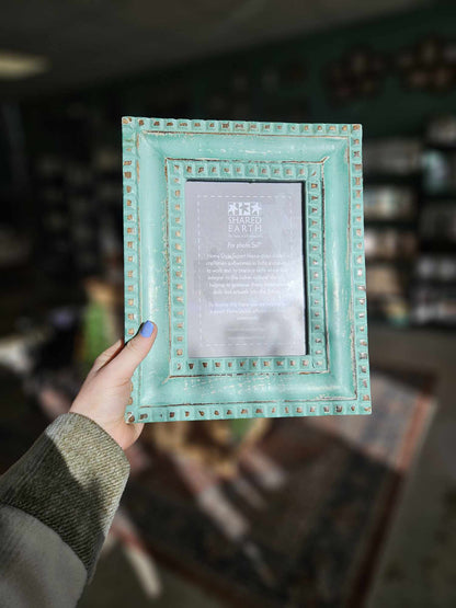 Hand Carved Mango Wood Frame Lime Green for 5 x 7FramesBoho Photo