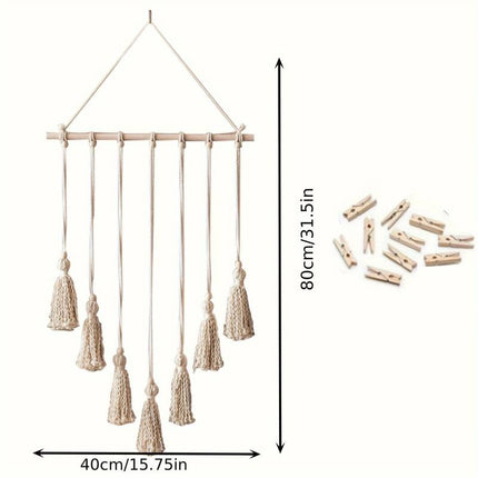 Macrame Style Boho Hanging Photo Display with pegsBoho Photo
