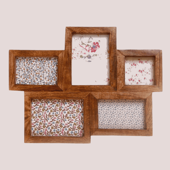 Multi Aperture Frame - Mango Wood - Holds 5 PhotosFramesBoho Photo