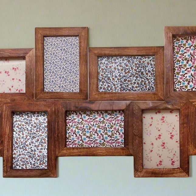 Multi Aperture Frame - Mango Wood - Holds 9 PhotosMulti Aperture FrameBoho Photo
