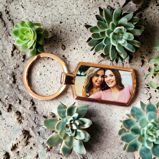 Oblong Metal Keyring - Rose Gold - Boho Photo