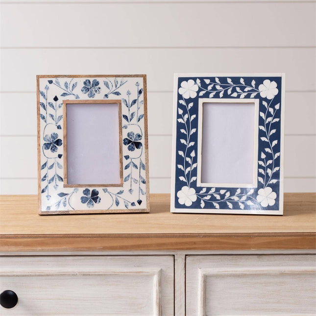 Photo Frames - Blue Floral Inlay 6x46x4 FrameBoho Photo