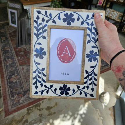 Photo Frames - Blue Floral Inlay 6x46x4 FrameBoho Photo