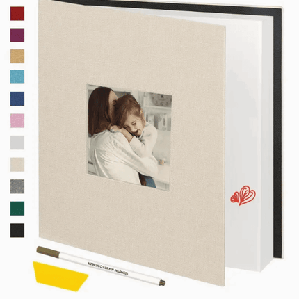 Self Adhesive Scrapbook Album 40 Pages Linen CoverFramesBoho Photo