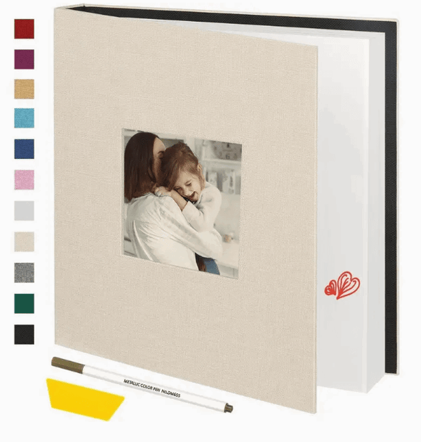 Self Adhesive Scrapbook Album 40 Pages Linen CoverFramesBoho Photo