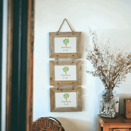 Triple Driftwood Photo Frame - 6x4in - 10x15cm - Portrait & LandscapeHanging FramesBoho Photo