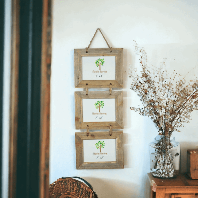 Triple Driftwood Photo Frame - 6x4in - 10x15cm - Portrait & LandscapeHanging FramesBoho Photo