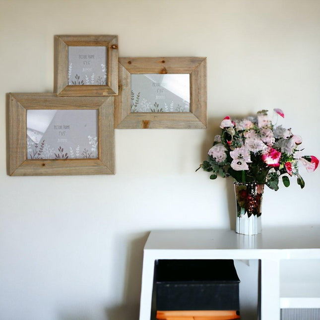 Triple Driftwood Photo Frame - Multi Aperture - Boho Photo