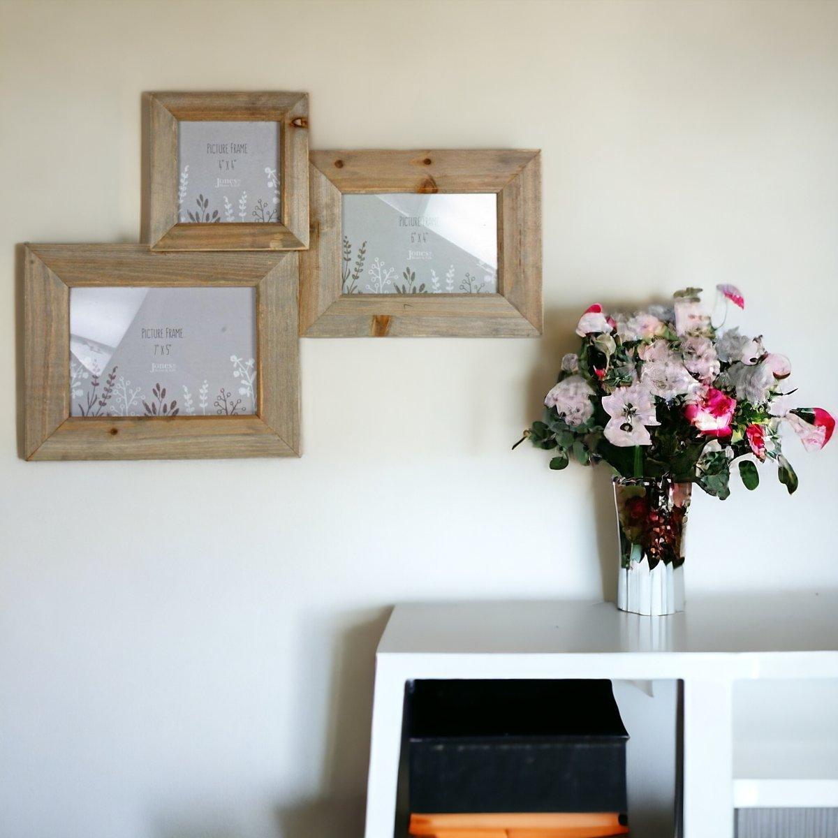 Triple Driftwood Photo Frame - Multi Aperture - Boho Photo