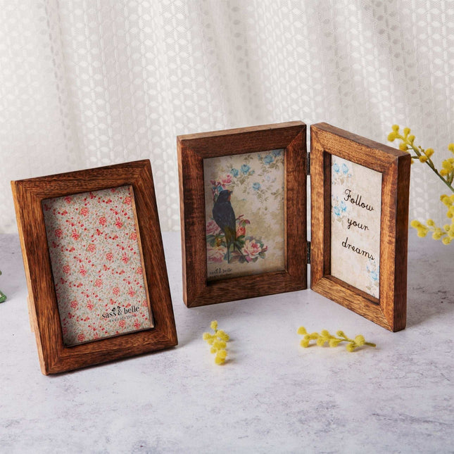 Twin Folding Frame - Mango Wood - 4x6in (10x15cm)6x4 Twin FrameBoho Photo