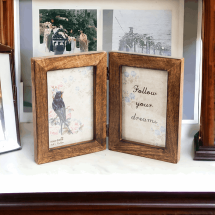 Twin Folding Frame - Mango Wood - 4x6in (10x15cm)6x4 Twin FrameBoho Photo