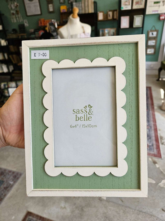 Vintage Sage Scalloped 6x4" Photo Frame - PortraitFramesBoho Photo