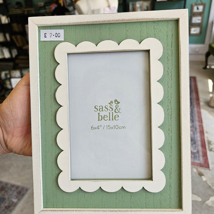 Vintage Sage Scalloped 6x4" Photo Frame - PortraitFramesBoho Photo