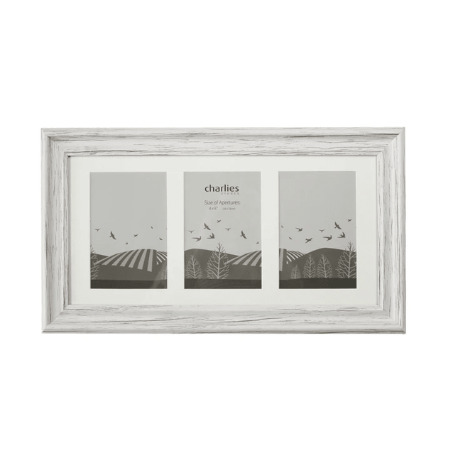 Whitewash Photo Frame - 3 ApertureMulti Aperture FrameBoho Photo