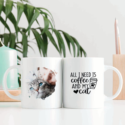 Cat & Coffee - Personalised Photo Mug - Boho Photo