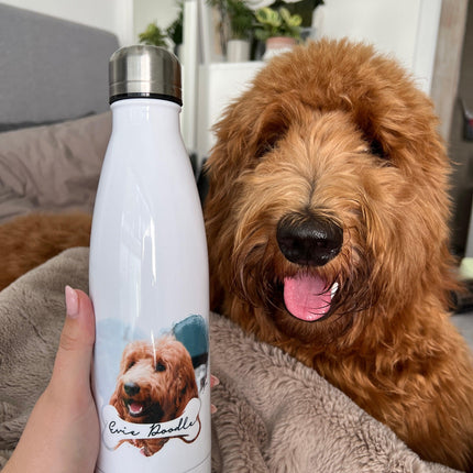 Dog & Bone Personalised Photo Gift - Water Bottle - Boho Photo