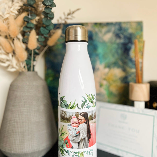Floral Personalised Photo Gift - Water Bottle - Boho Photo