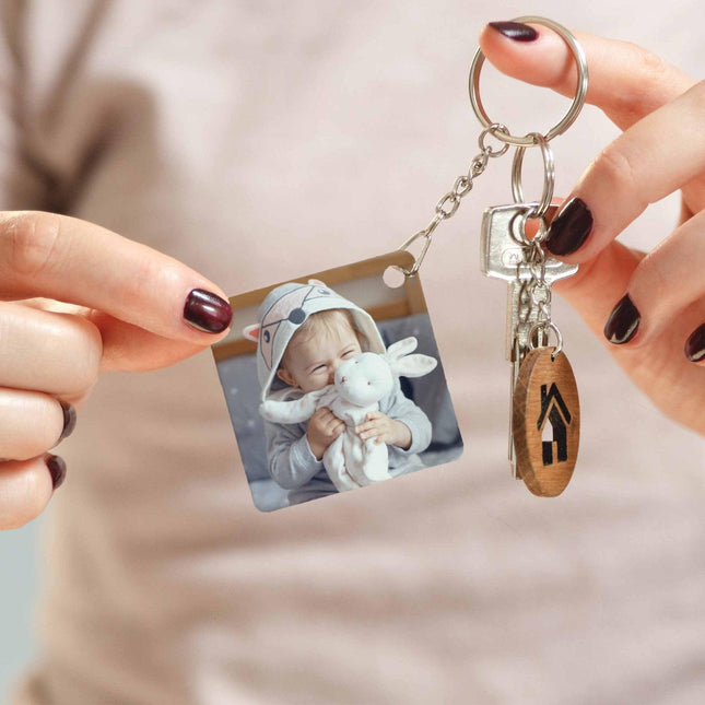 Square Photo Keyring - Double sided - Boho Photo