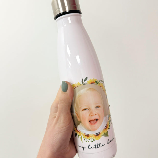 Sunflower Personalise Photo Gift - Water Bottle - Boho Photo