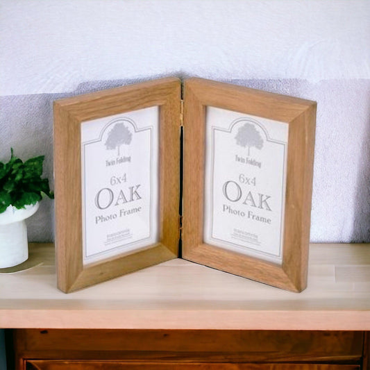 Twin Folding Frame - Oak - 4x6in (10x15cm) - Boho Photo