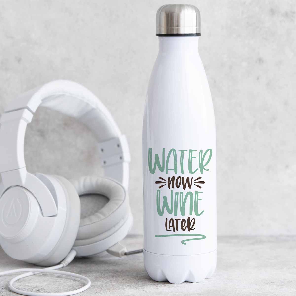 Water Now, Wine Later - Water BottleBoho Photo
